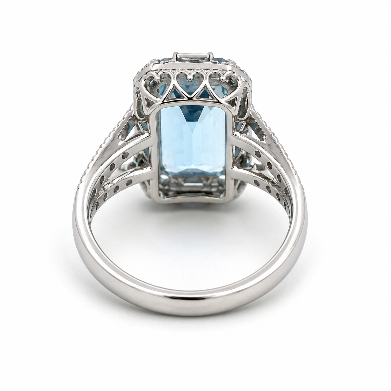 White Gold Aquamarine and Diamond Ring
