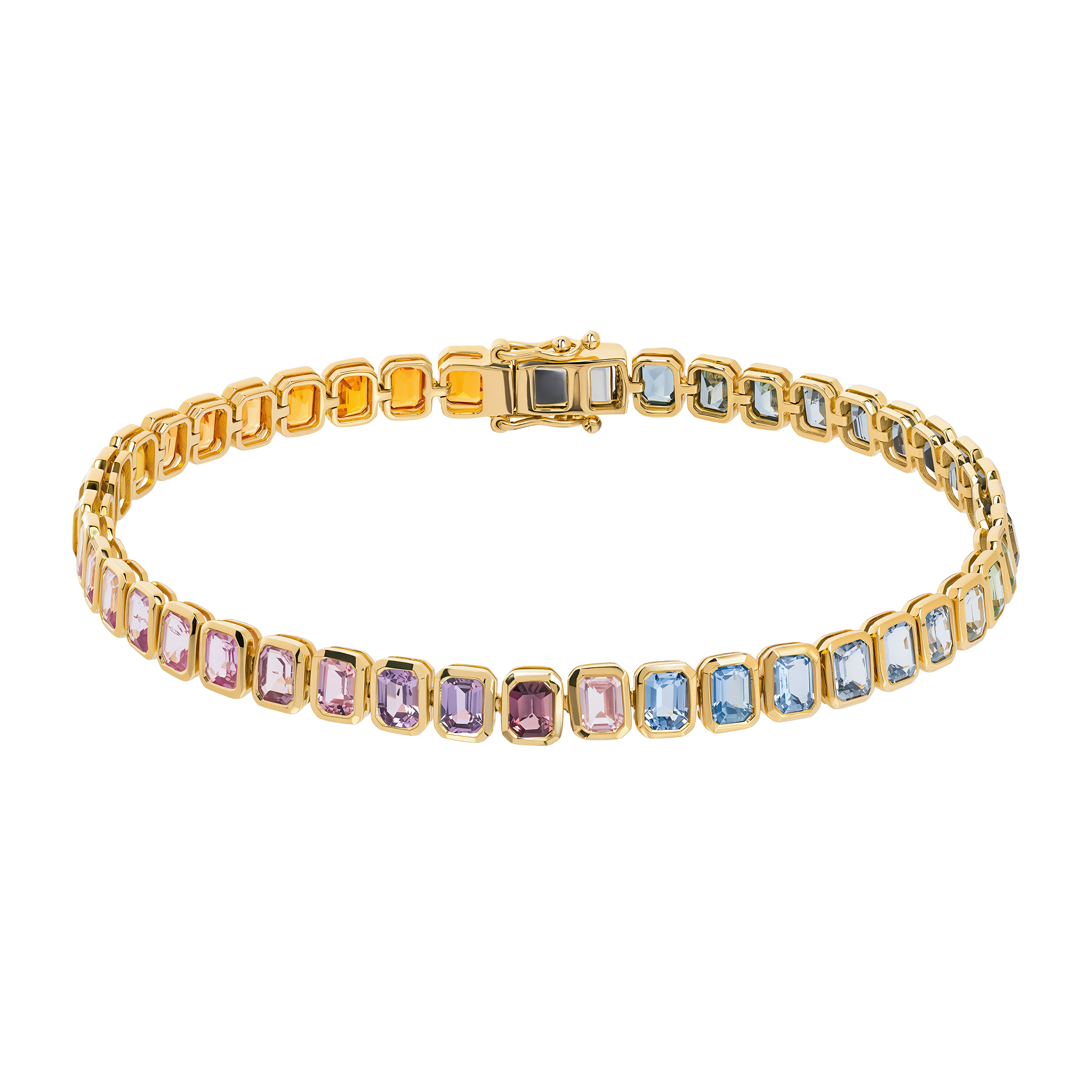 Yellow Gold Gemstone Bracelet With Sapphire Stones
