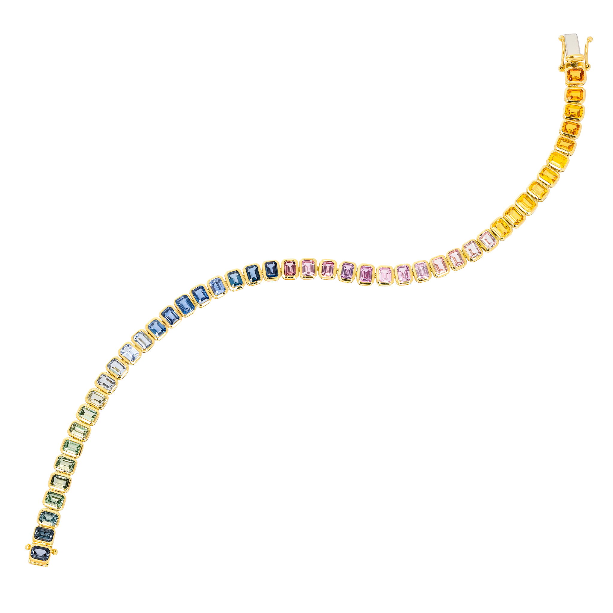 Yellow Gold Gemstone Bracelet With Sapphire Stones