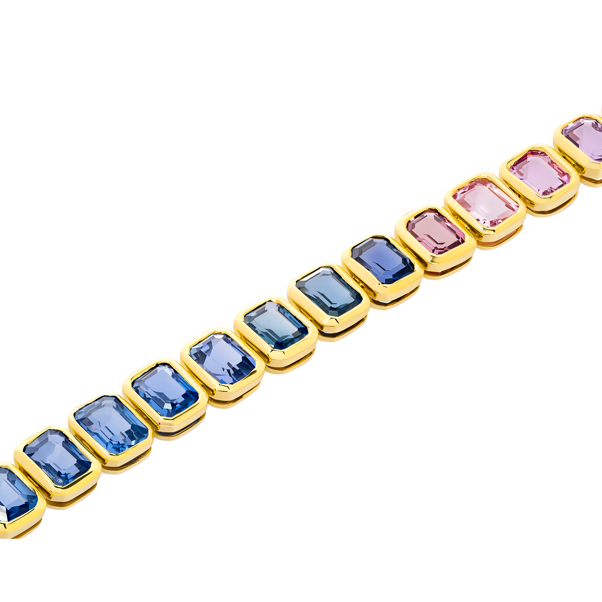 Yellow Gold Gemstone Bracelet With Sapphire Stones