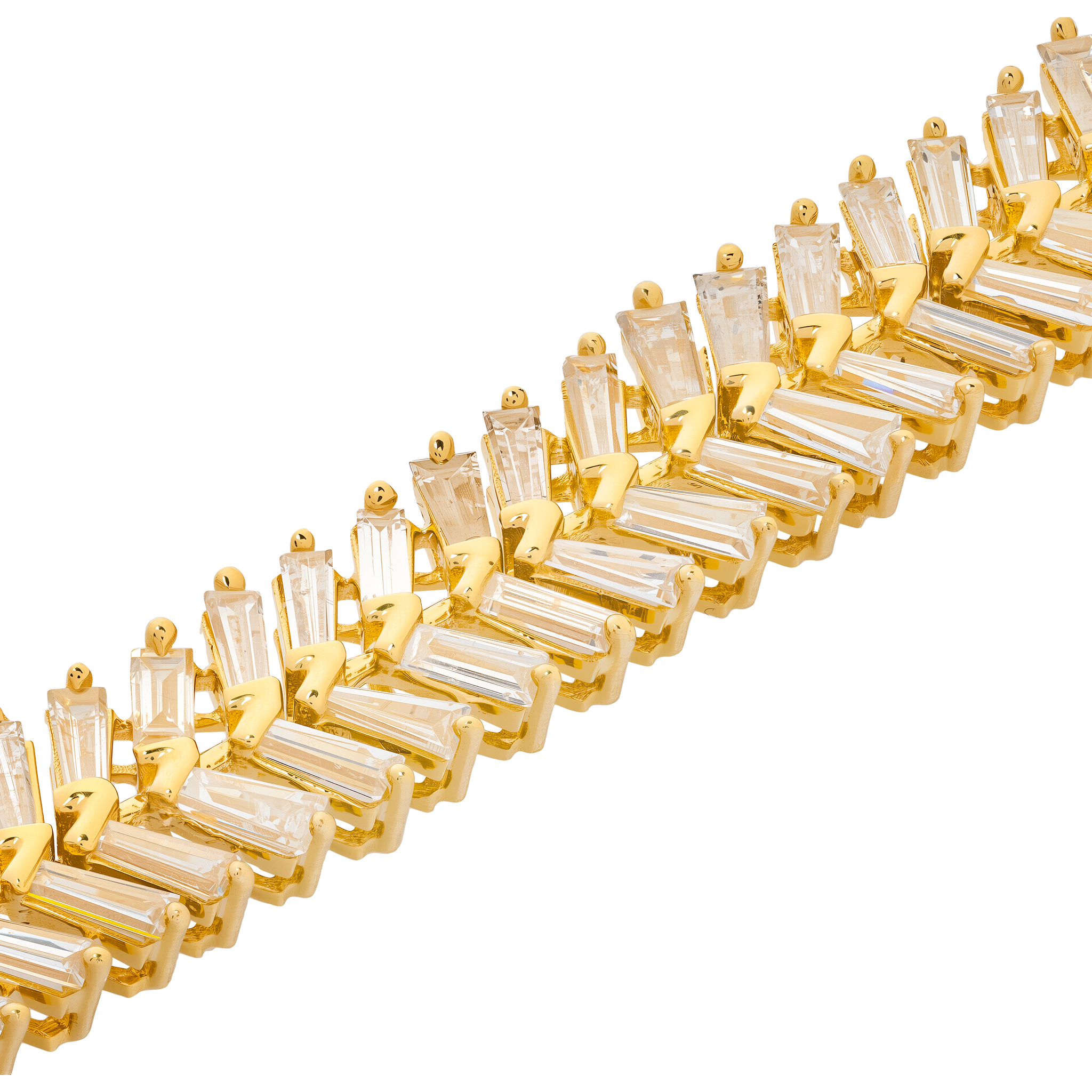 Yellow Gold Link Bracelet With Diamond Stones