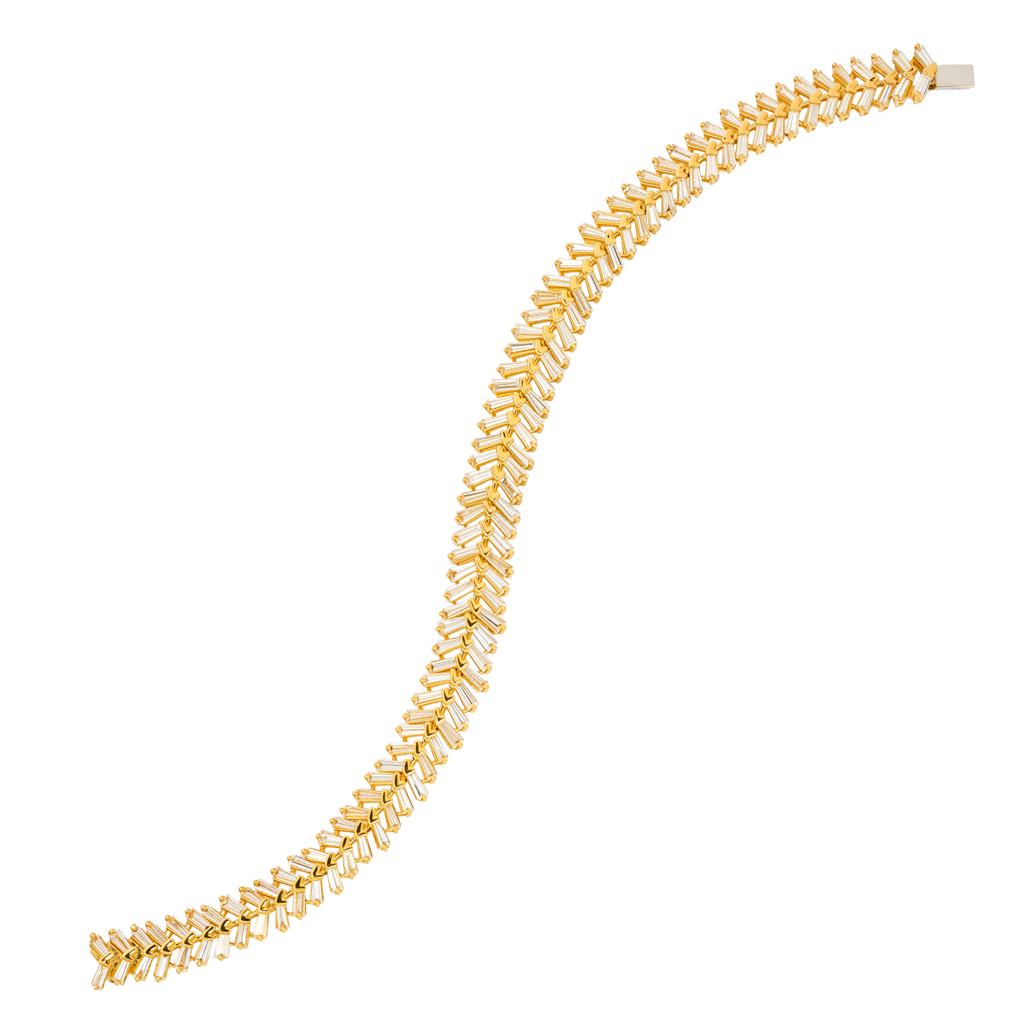 Yellow Gold Link Bracelet With Diamond Stones