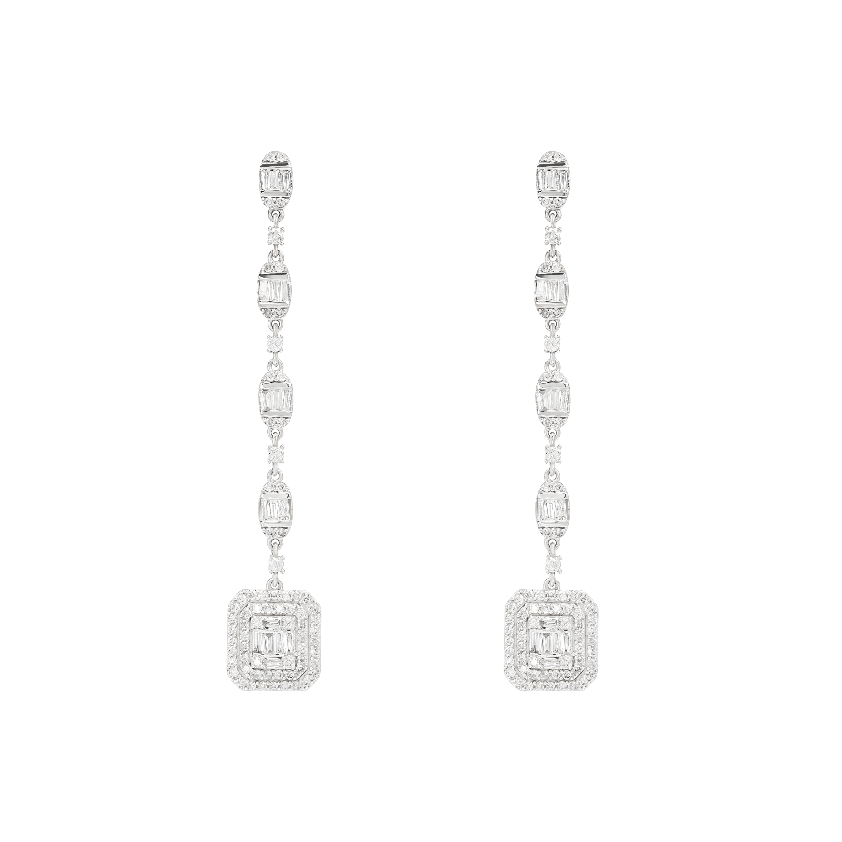 White Gold Drop Earrings With Diamond