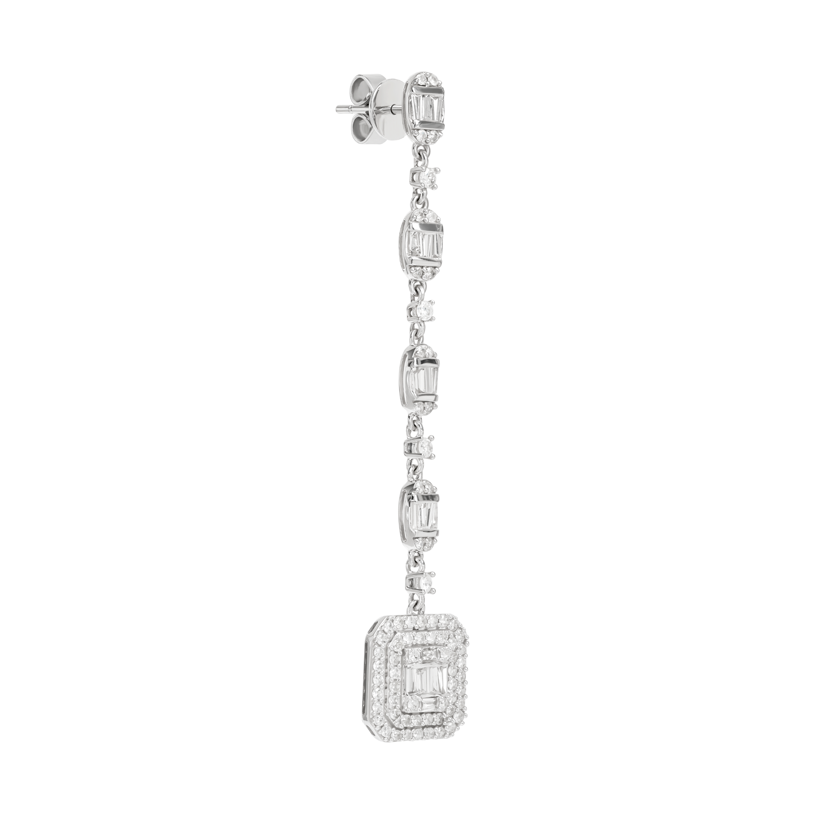White Gold Drop Earrings With Diamond