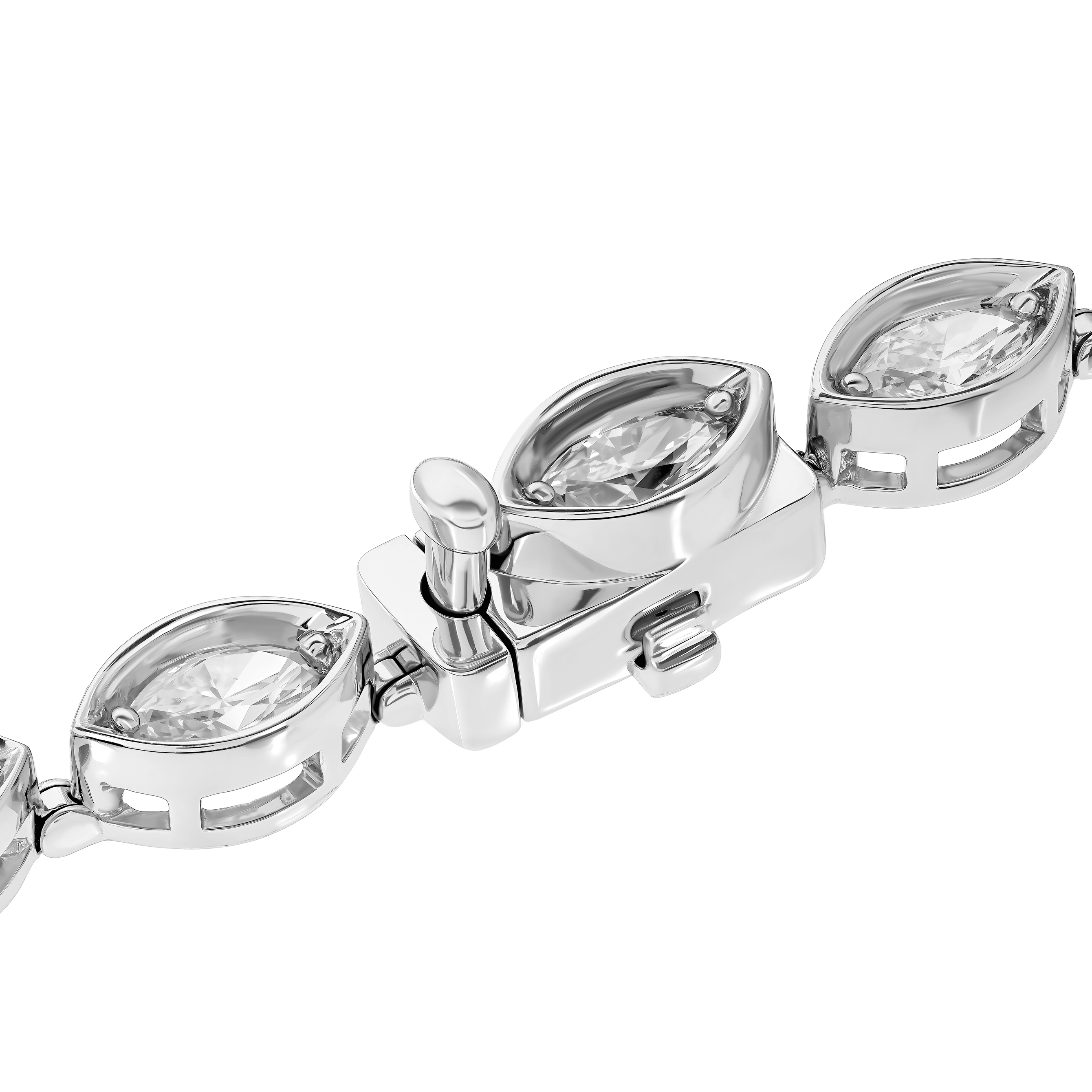 White Gold Link Necklace With Diamond Stones