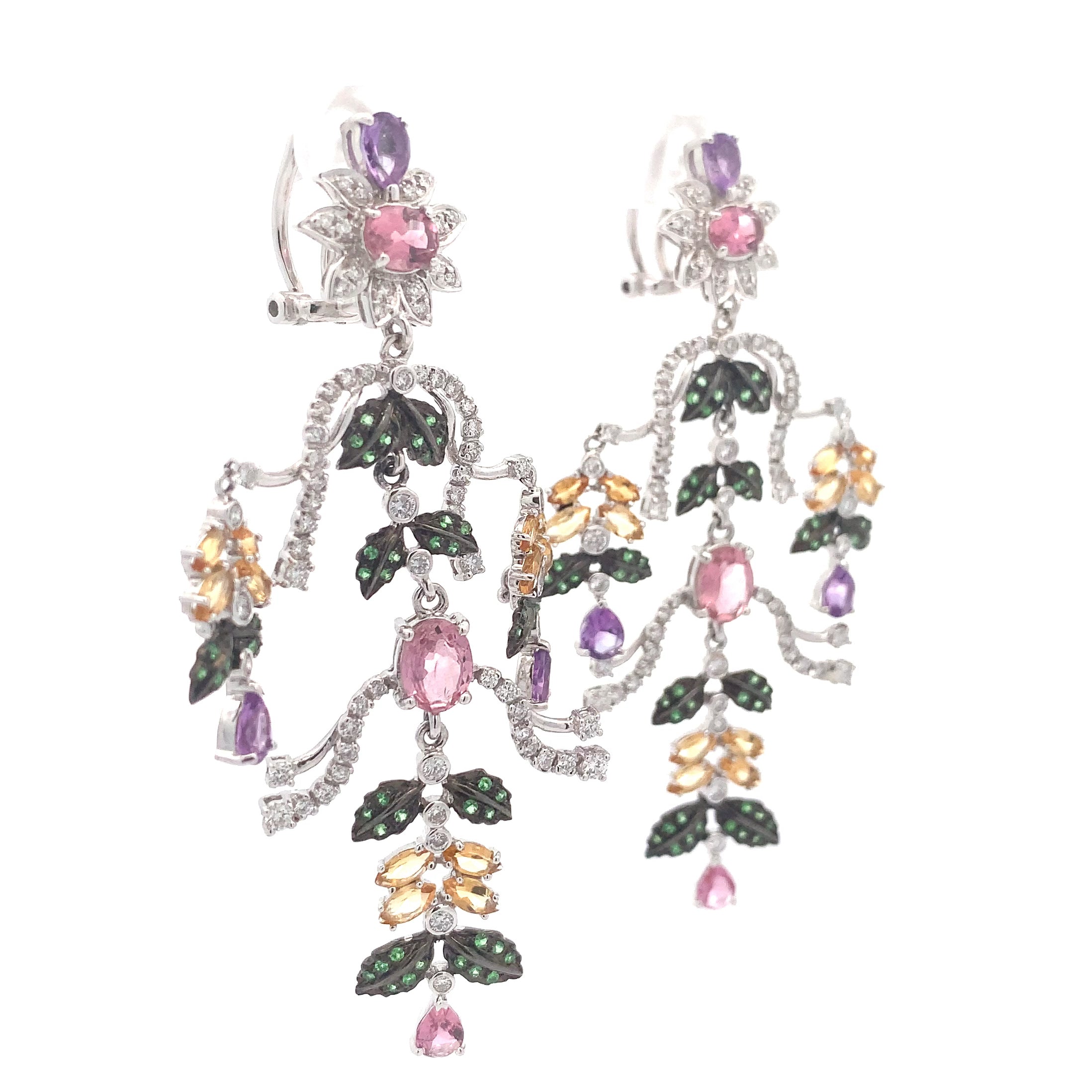 COLORED STONE AND DIAMOND EARRINGS