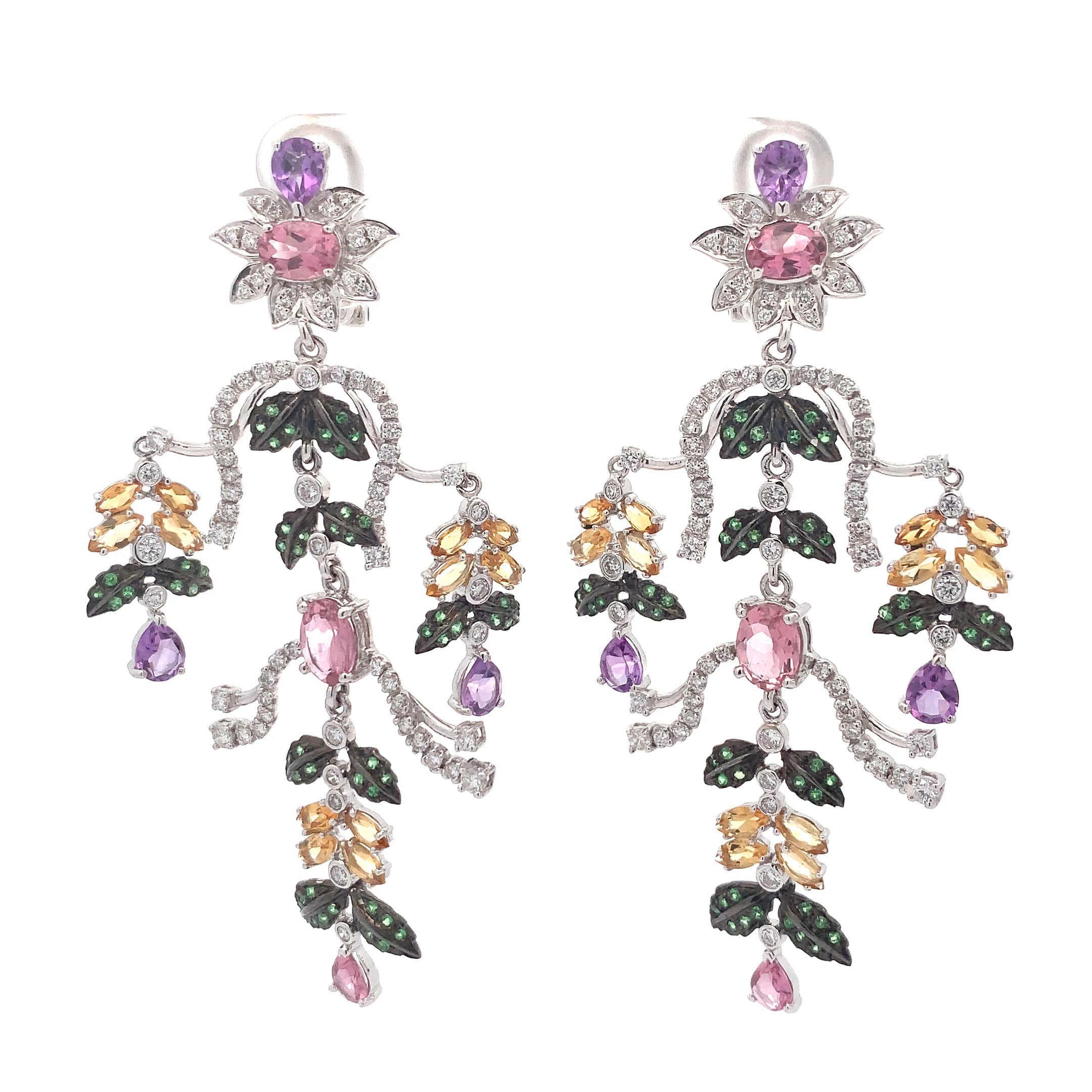 COLORED STONE AND DIAMOND EARRINGS