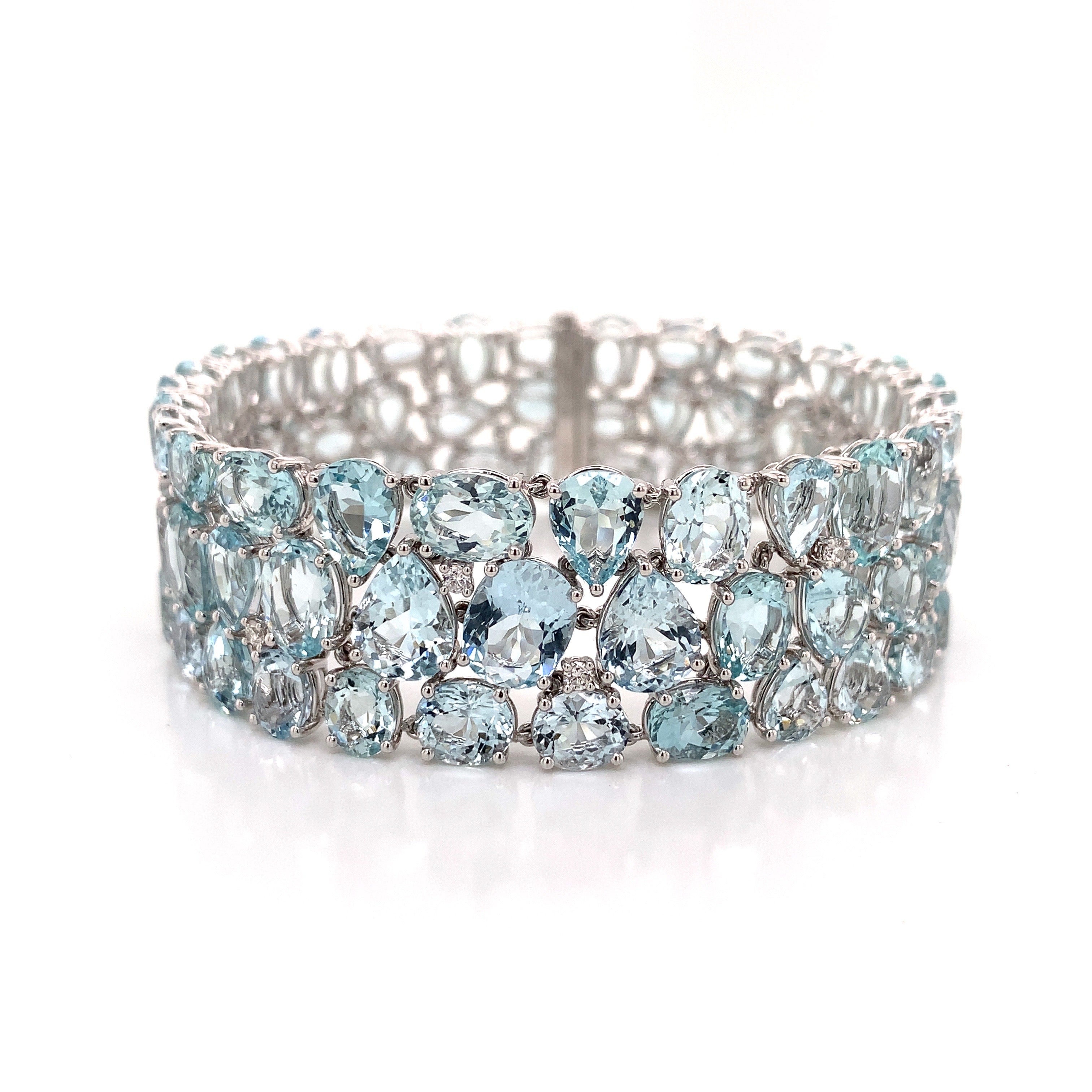 Pear-Shaped Aquamarine and 1/10 CT. T.W. Diamond Bracelet in Sterling  Silver | Zales
