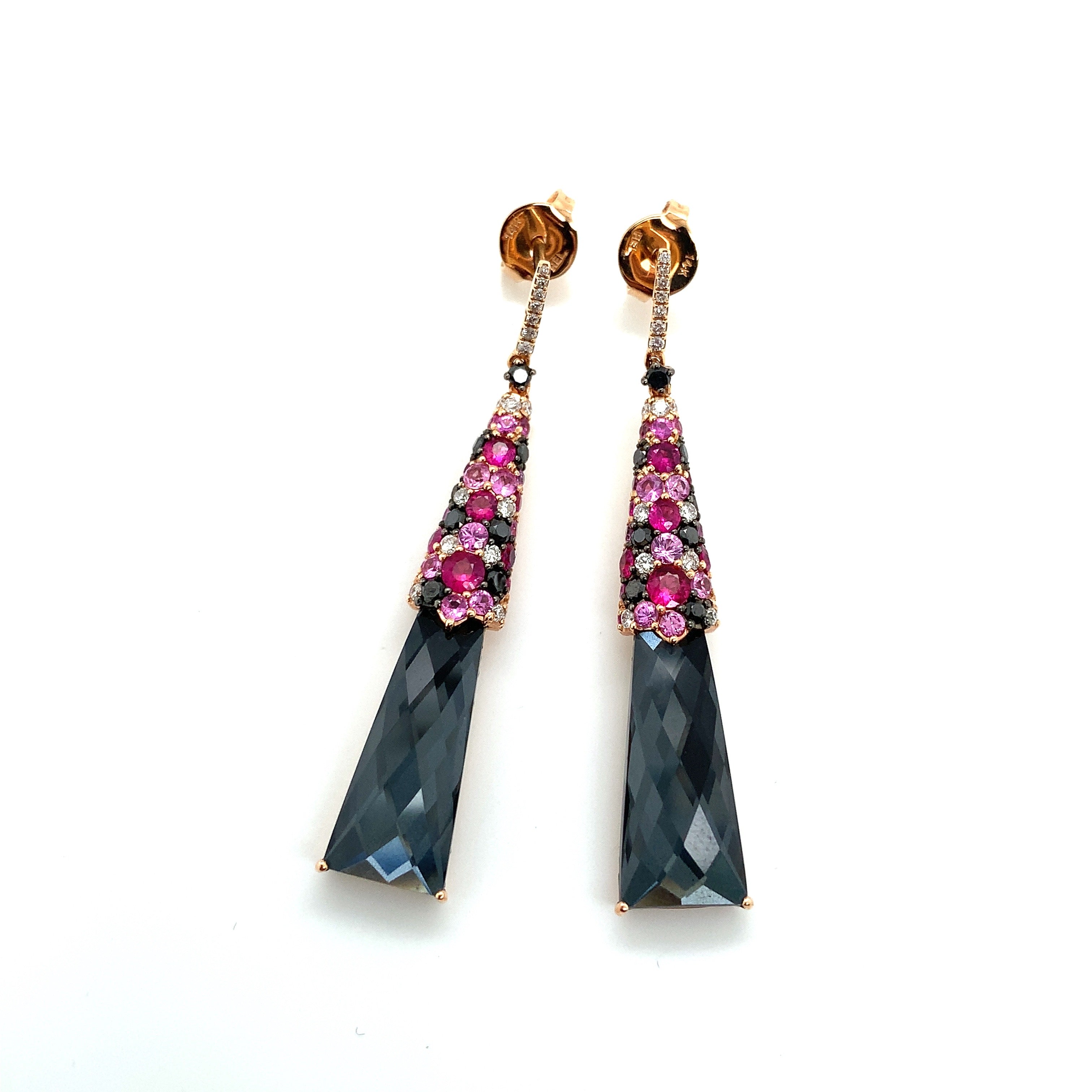 BLACK DIAMOND SAPPHIRE EARRINGS