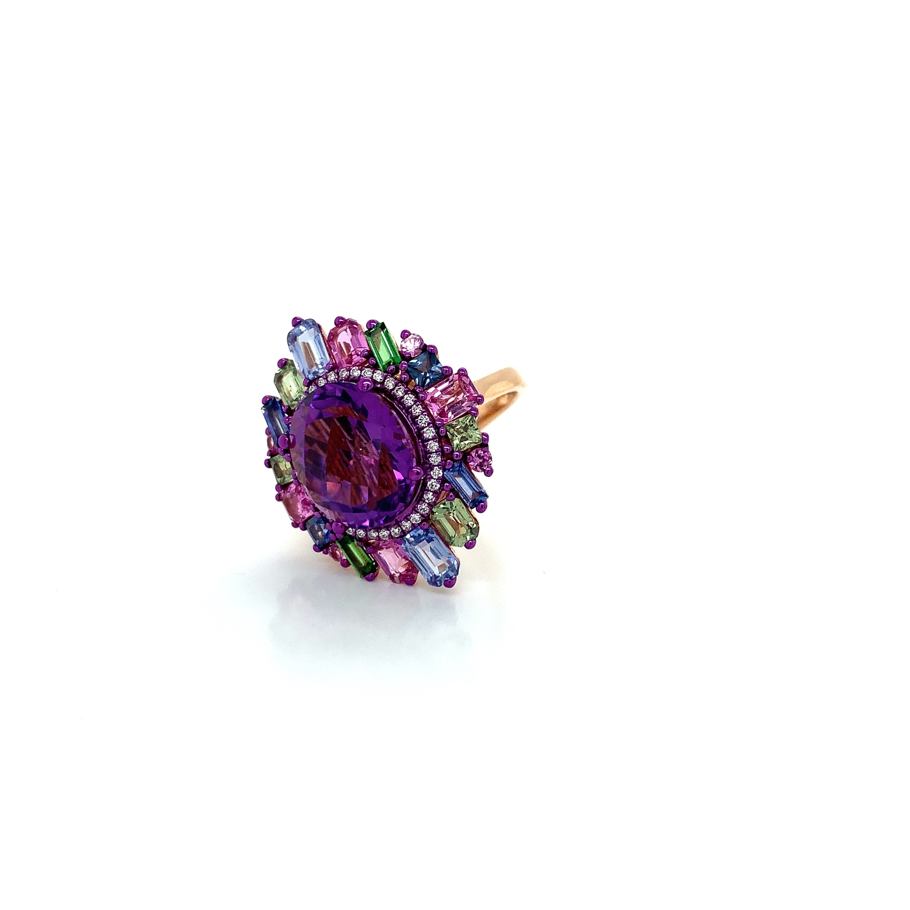 AMETHYST AND MULTI COLORED SAPPHIRE RING