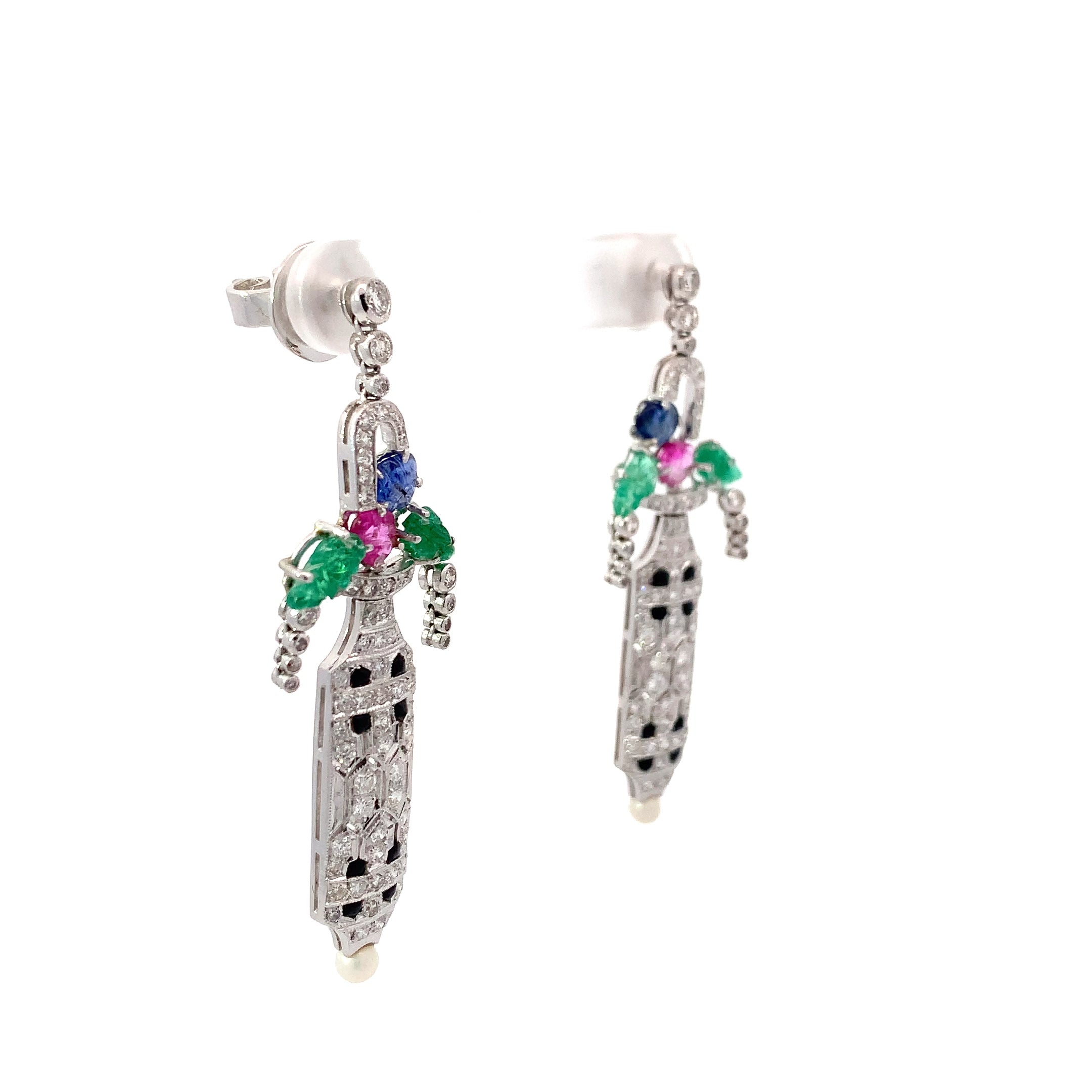 DIAMOND AND COLORED STONE EARRINGS