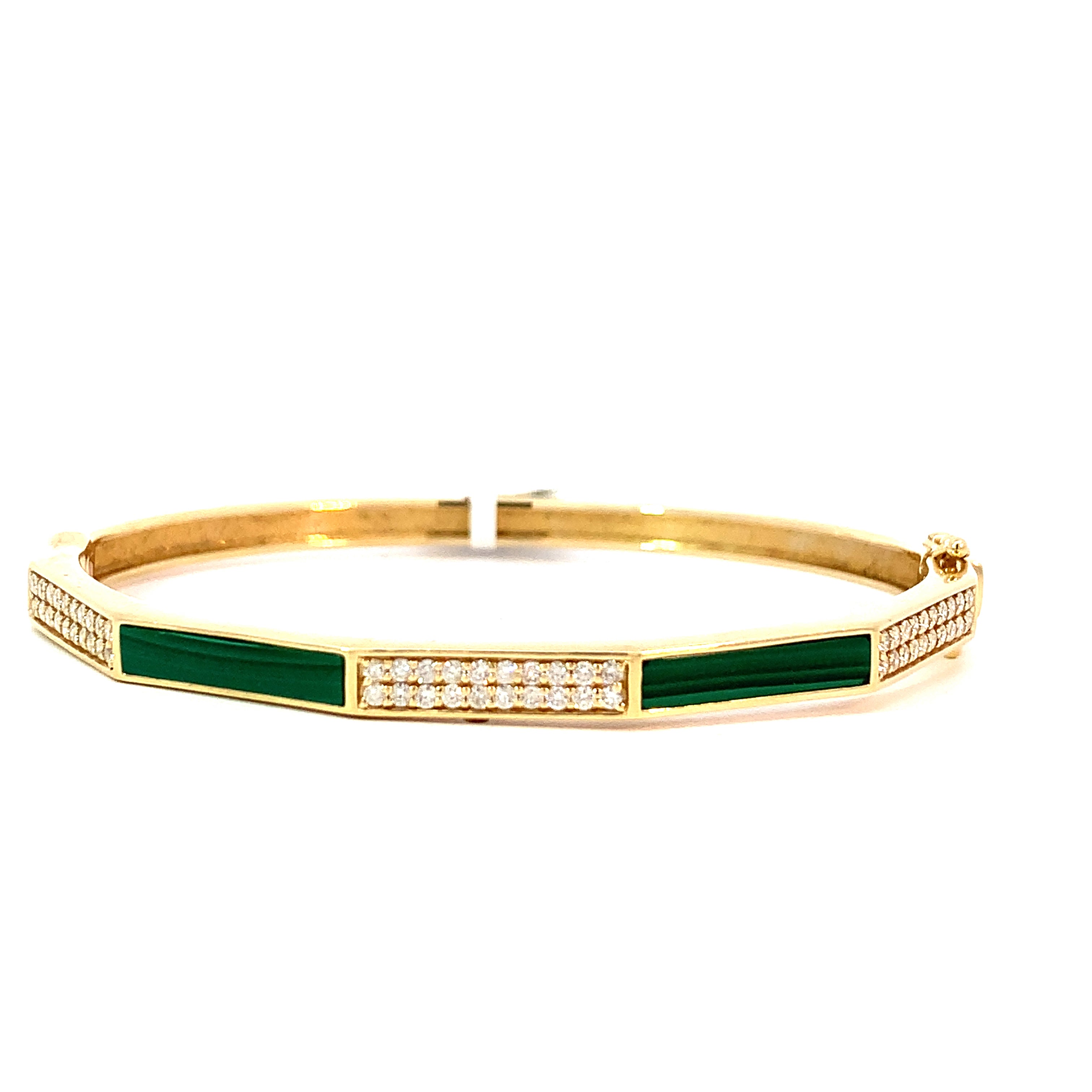 DIAMOND AND MALACHITE BANGLE BRACELET
