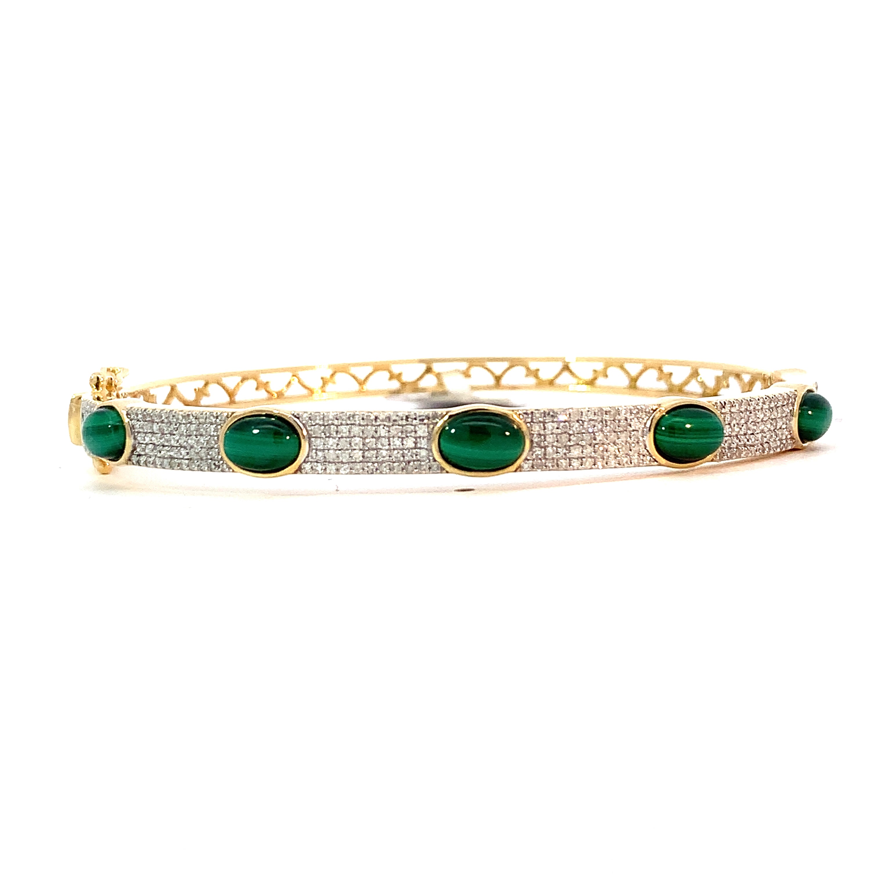 DIAMOND AND MALACHITE BANGLE BRACELET