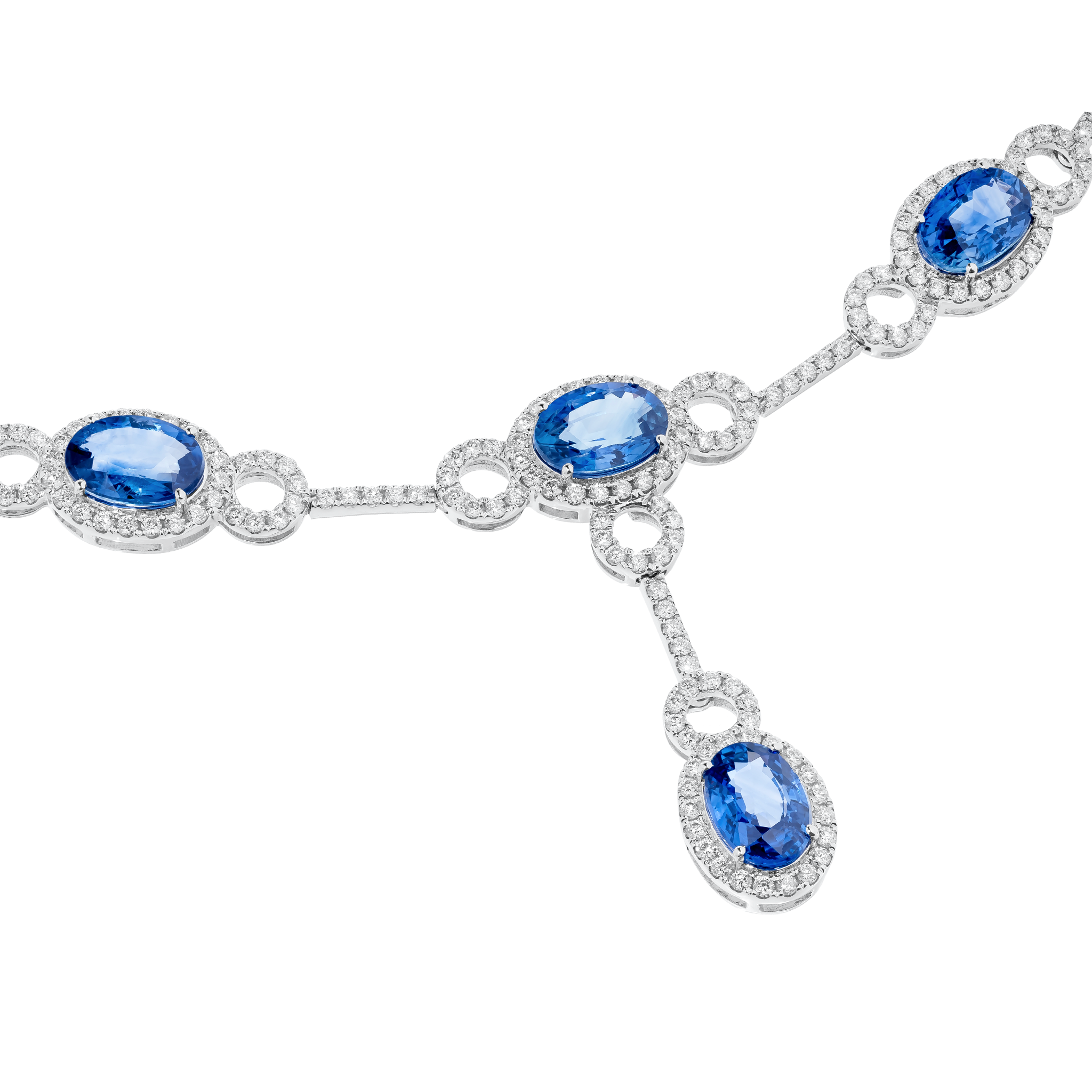Blue Sapphire Pendant Gemstone Necklace with Diamond