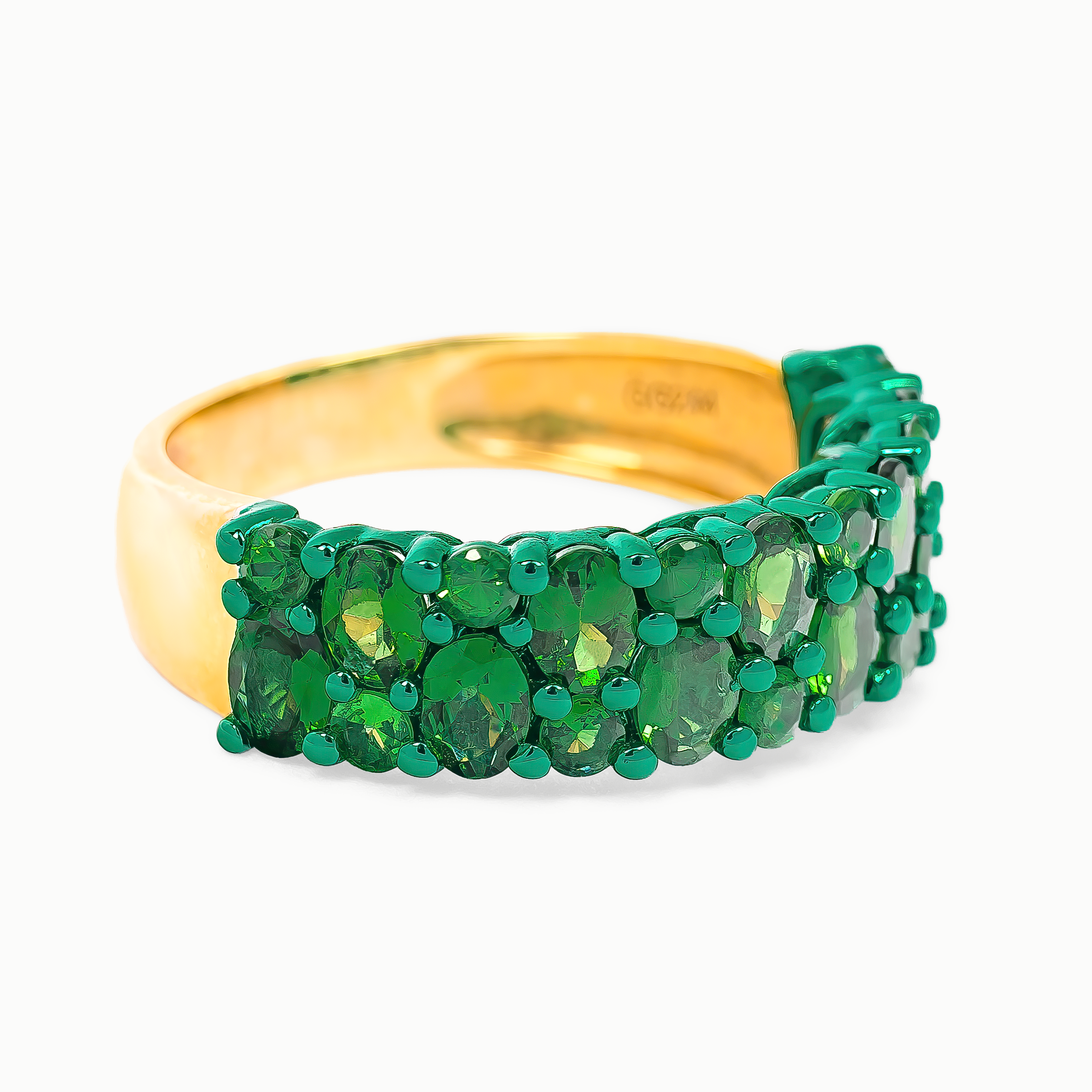 Yellow Gold Ring with Tsavorite Stones