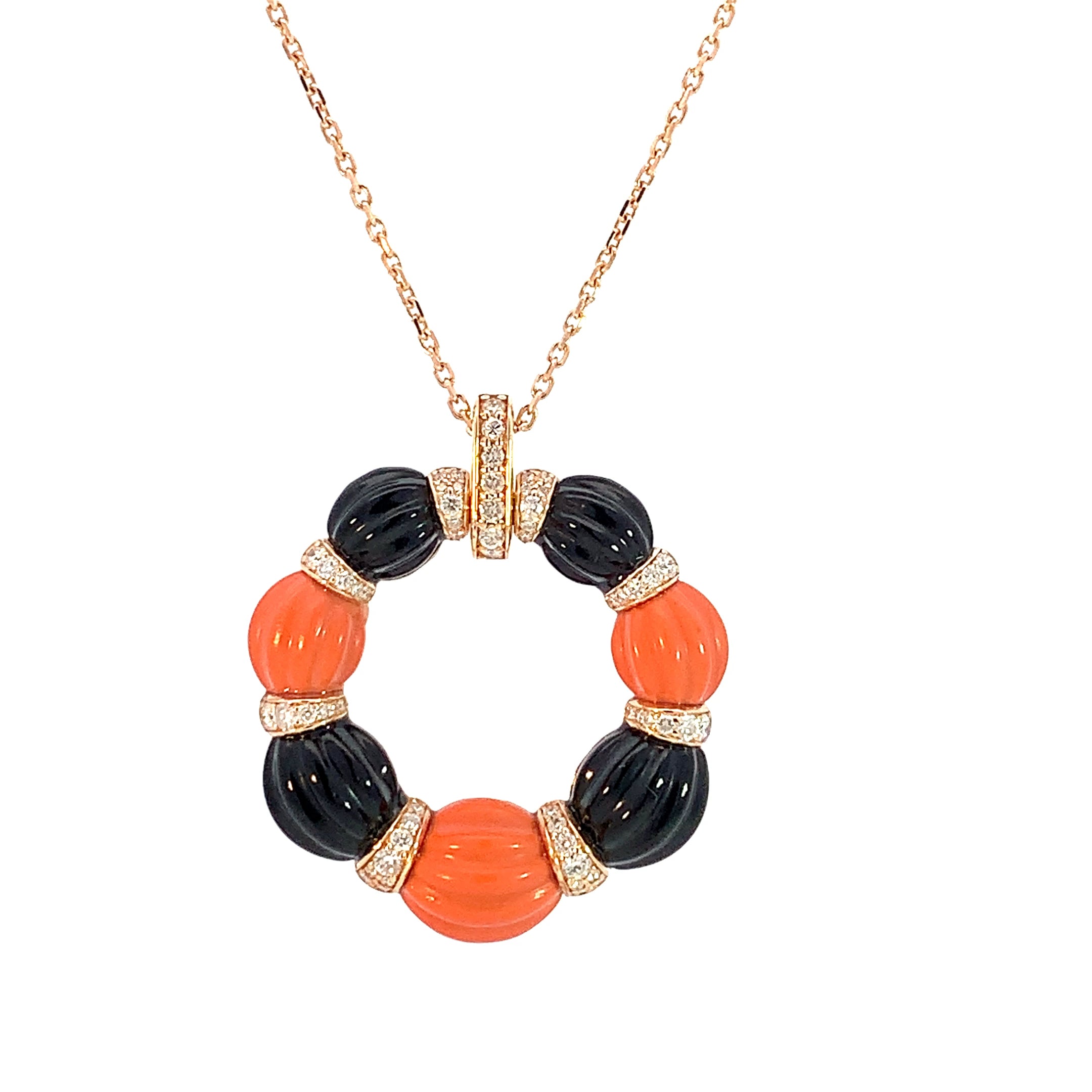 DIAMOND CORAL ONYX PENDANT