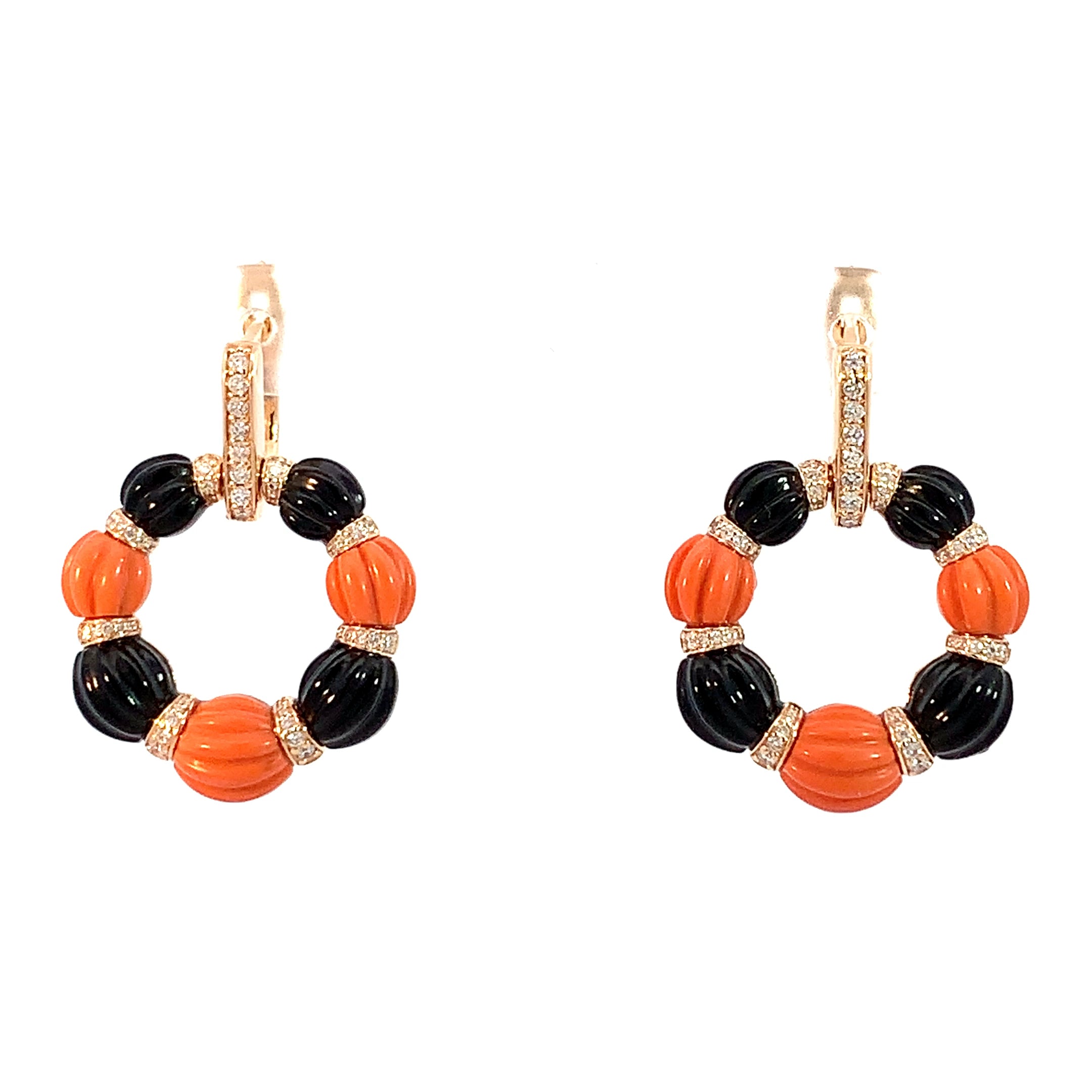 CORAL ONYX DIAMOND EARRINGS