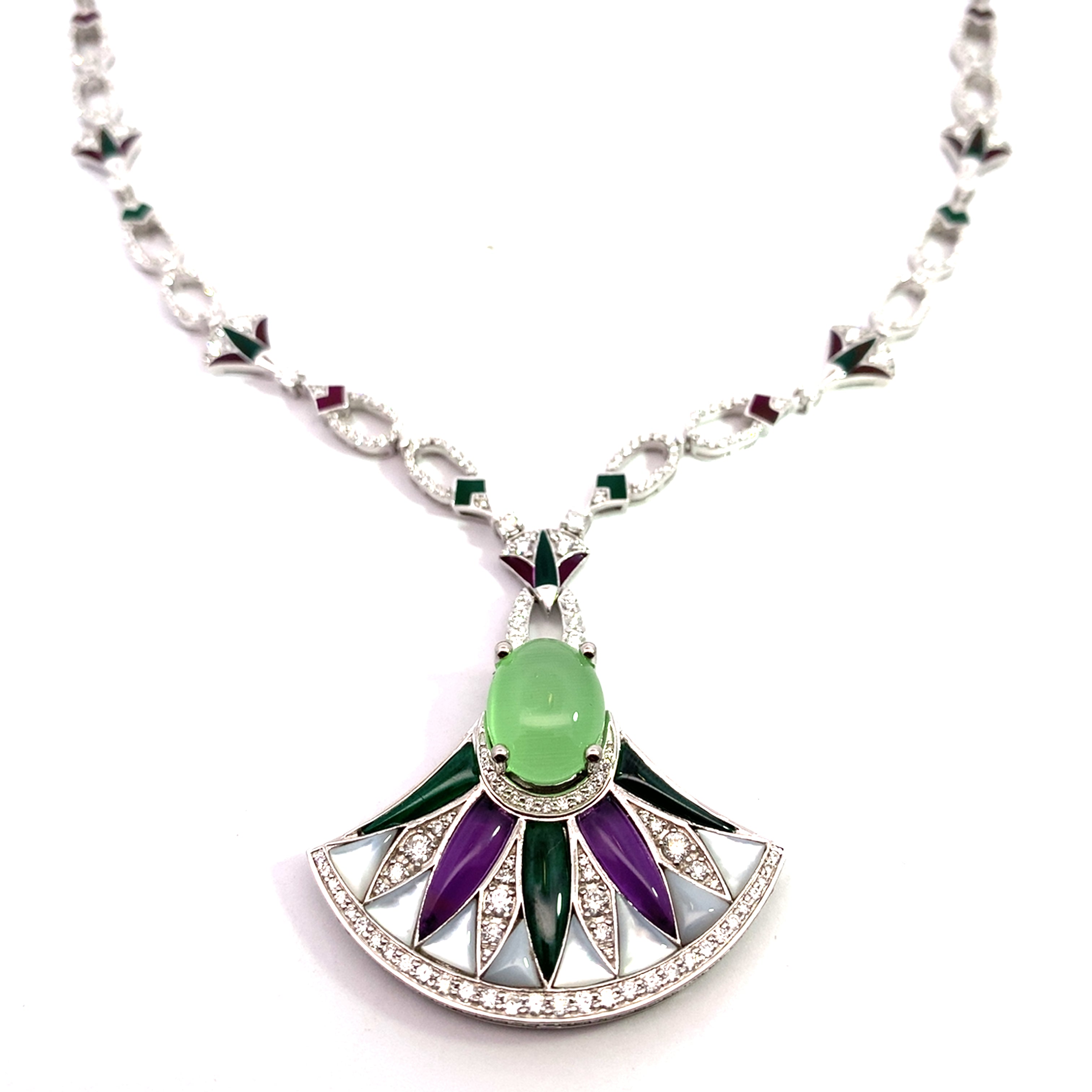 DIAMOND MALACHITE AMETHYST NECKLACE