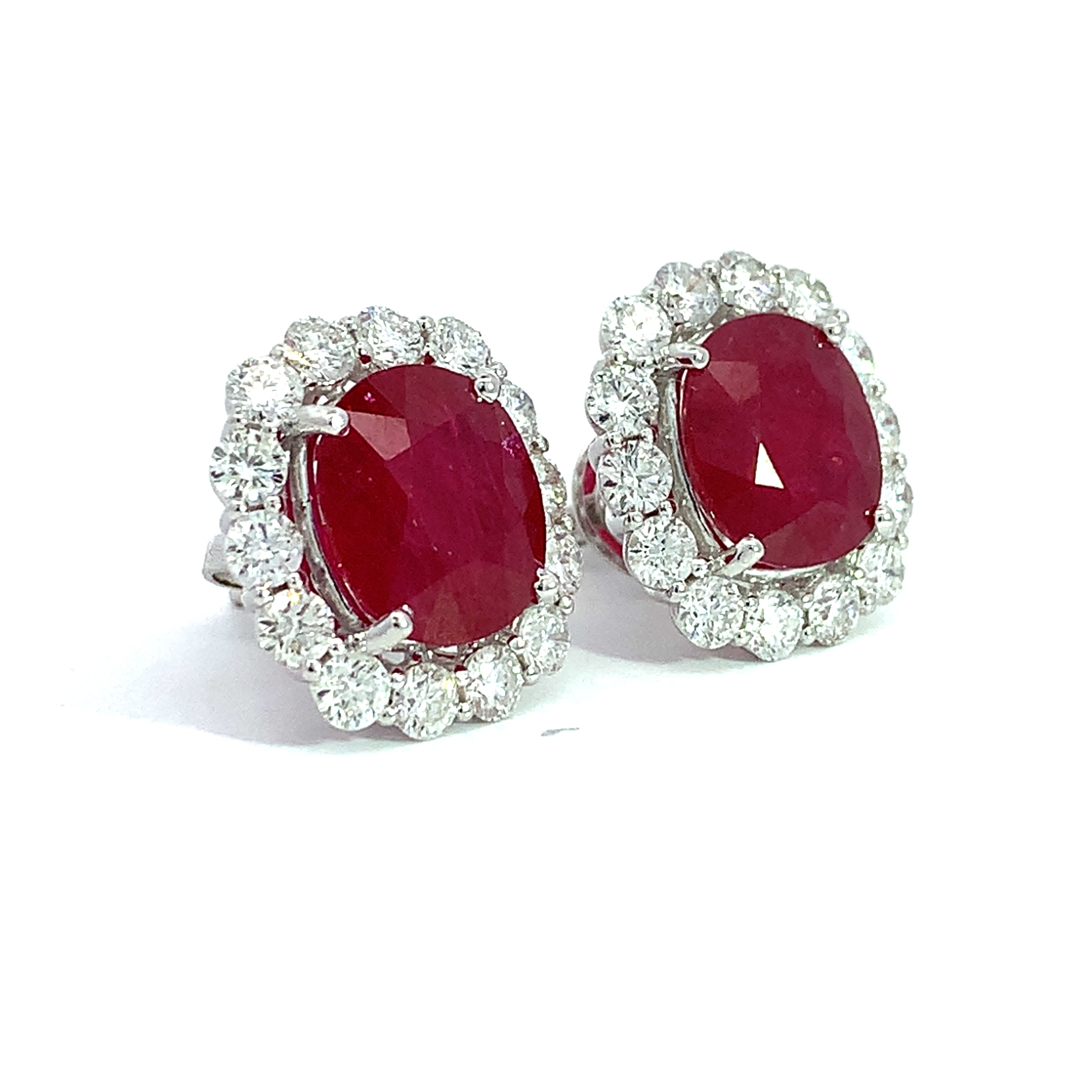 White Gold Ruby and Diamond Earrings