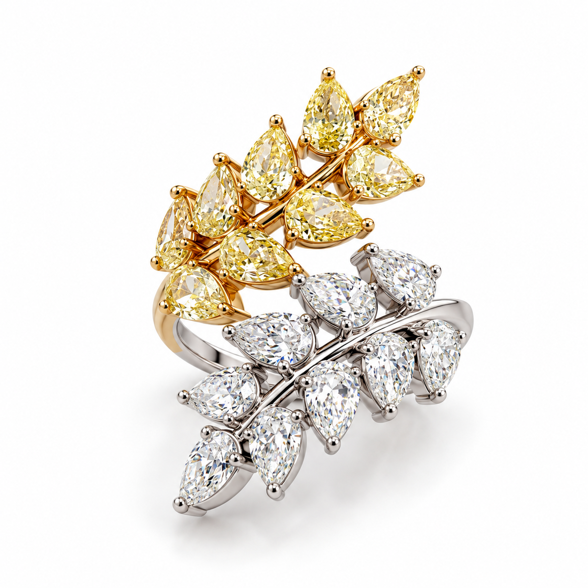 White Gold Yellow Diamond Ring