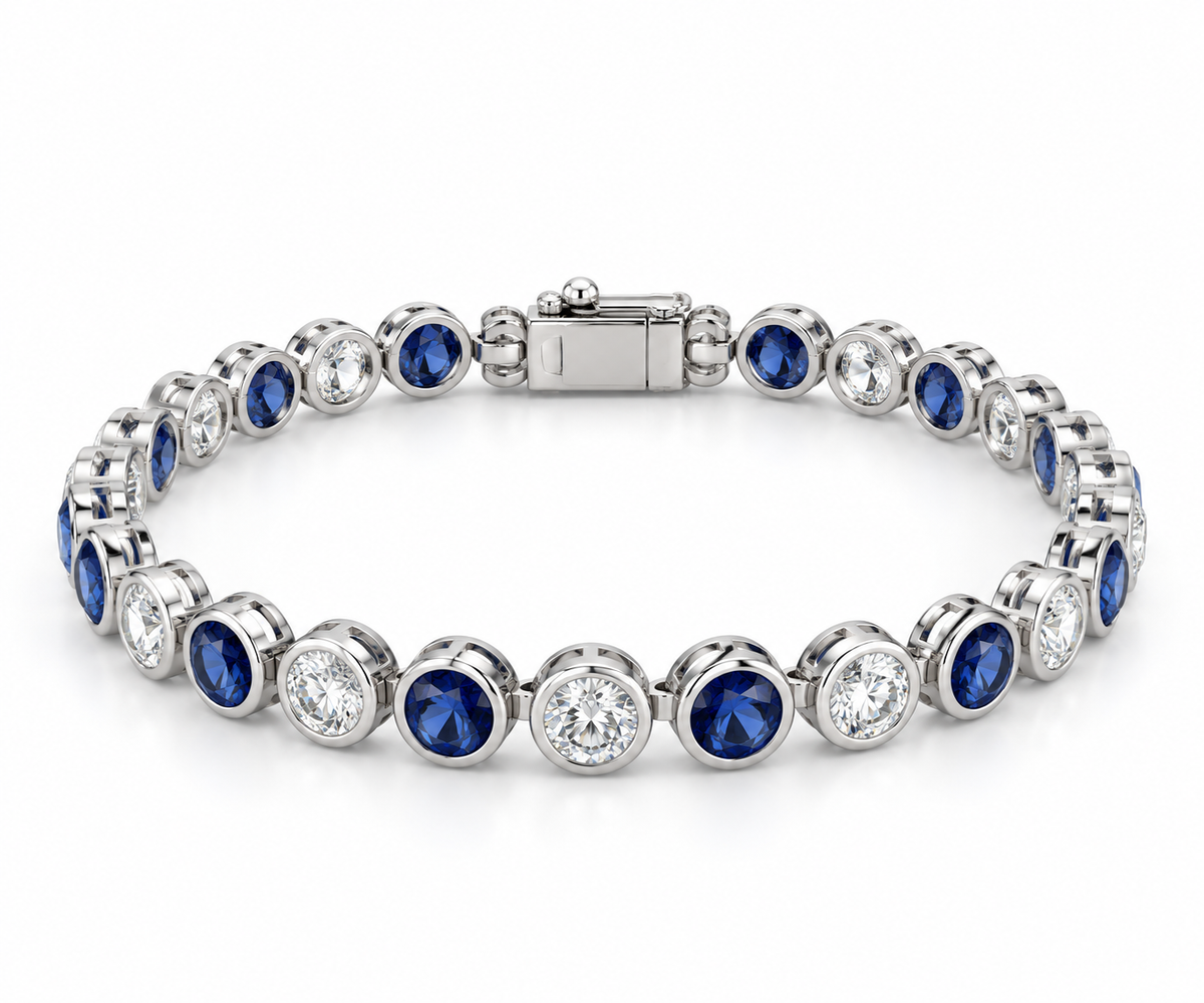 White Gold Sapphire and Diamond Bracelet