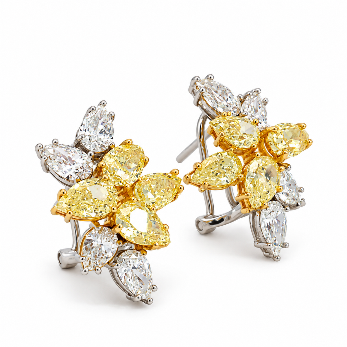 White Gold Yellow Diamond Earrings