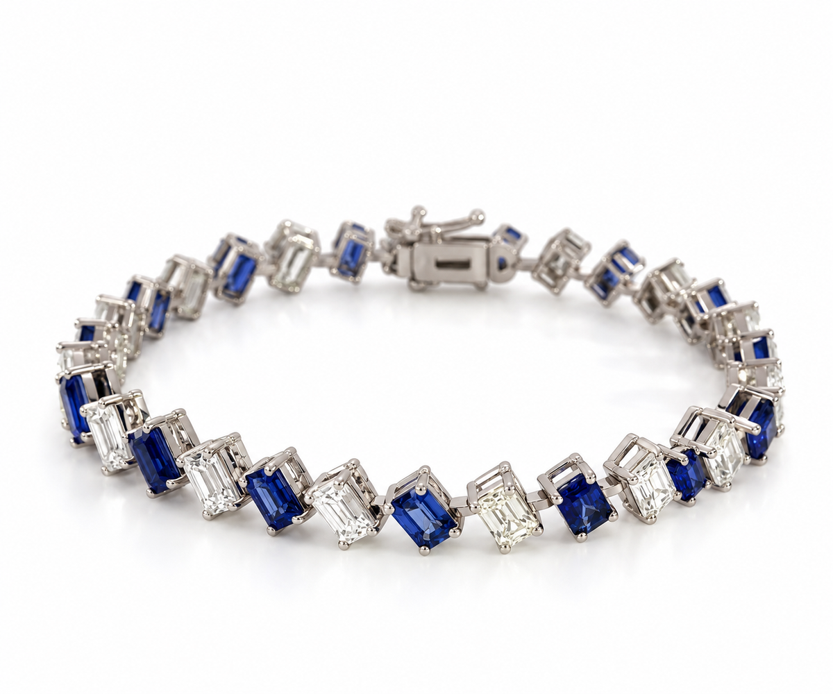 White Gold Sapphire and Diamond Bracelet